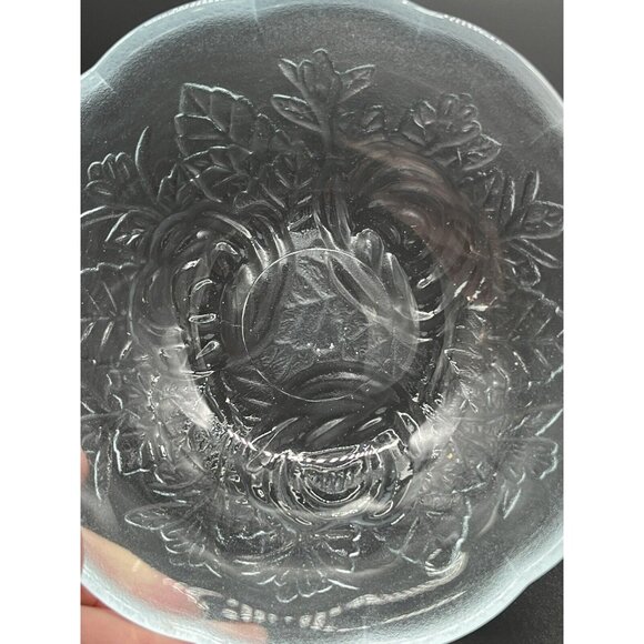 Raised Etched Rose Clear Bowl - Picture 6 of 9